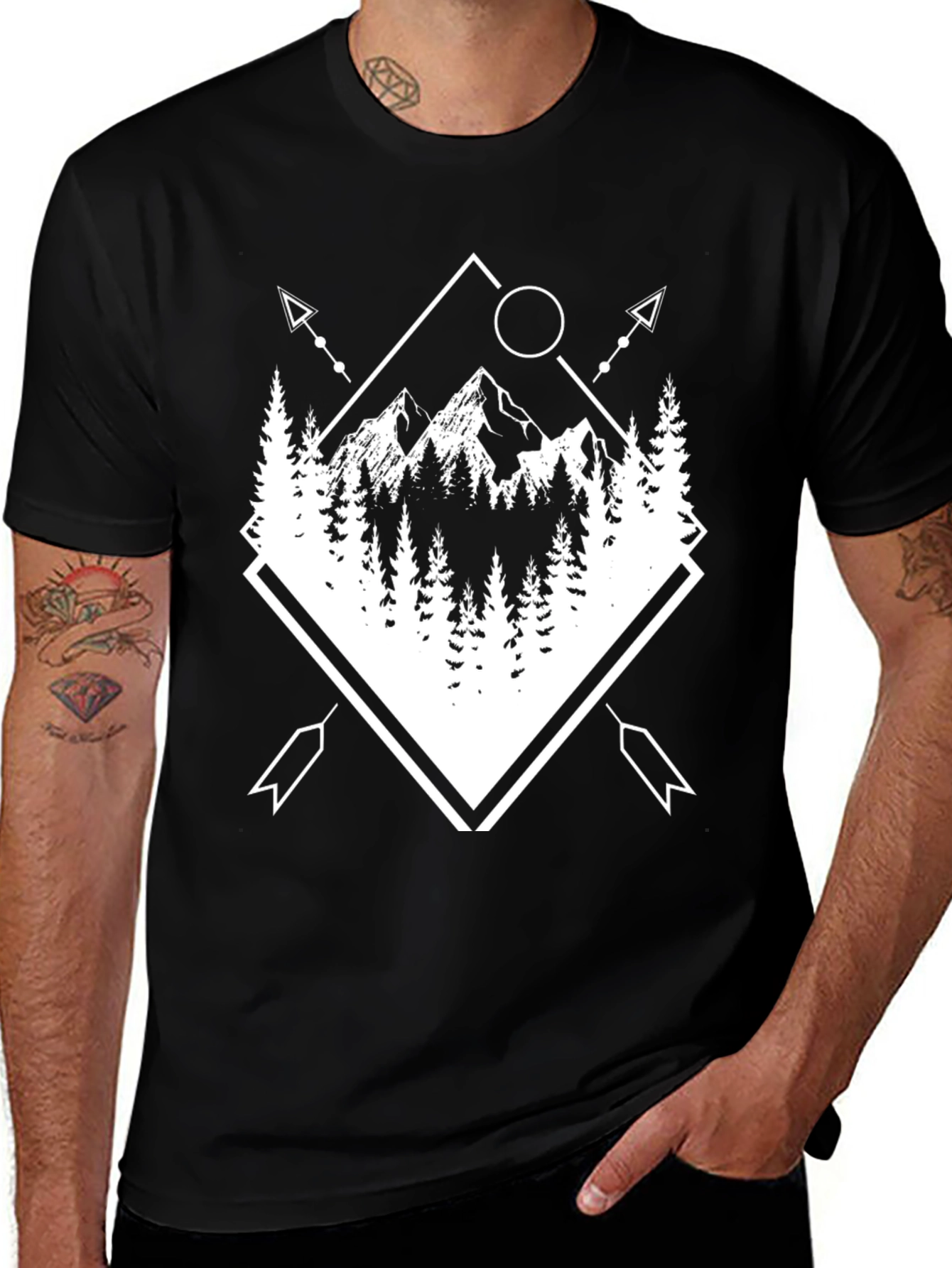 Geometric Mountain Graphic T-Shirt
