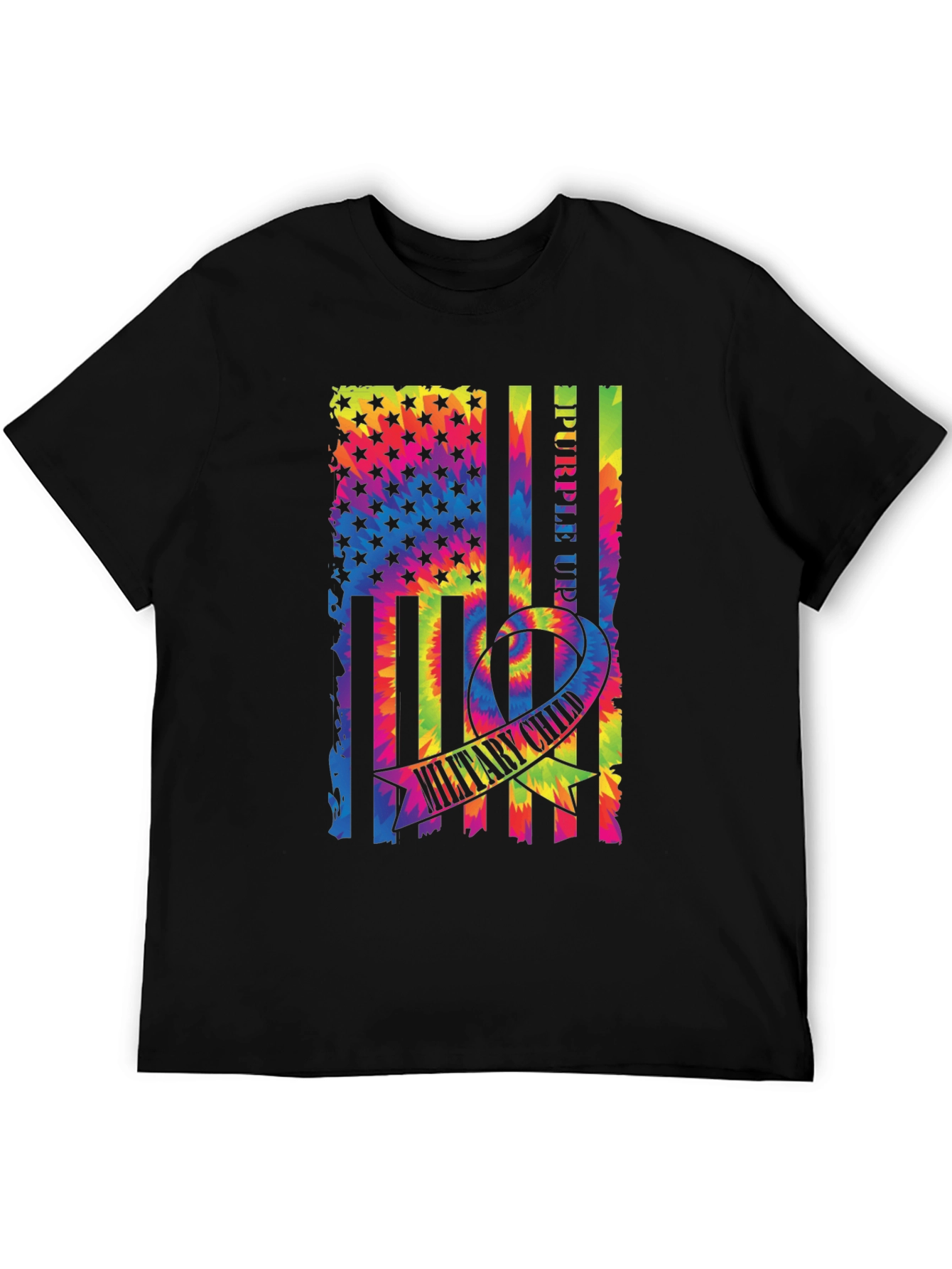 Purple Up Military Child Tie Dye Flag T-Shirt