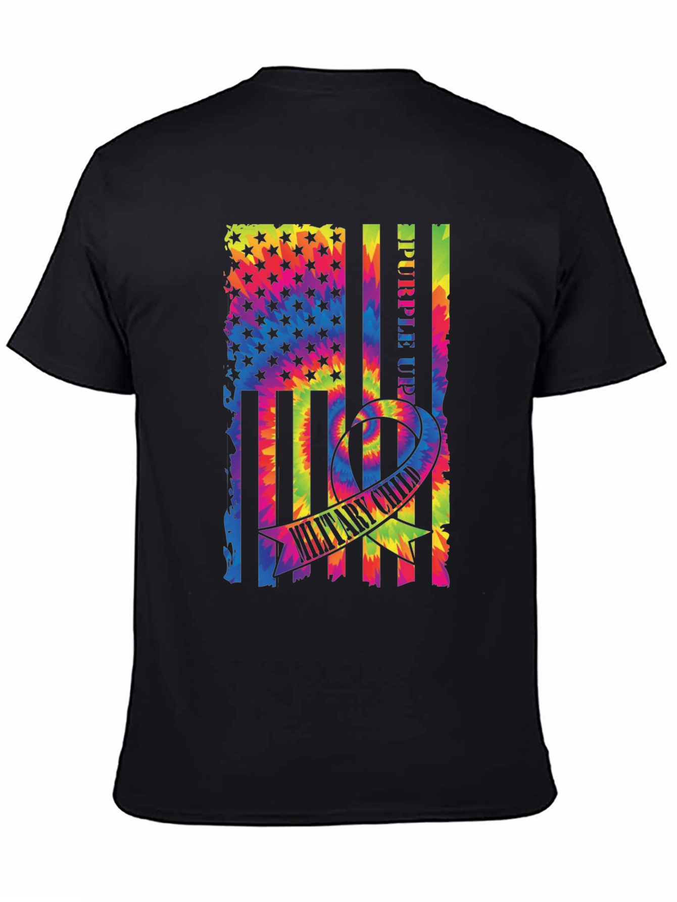 Purple Up Military Child Tie Dye Flag T-Shirt