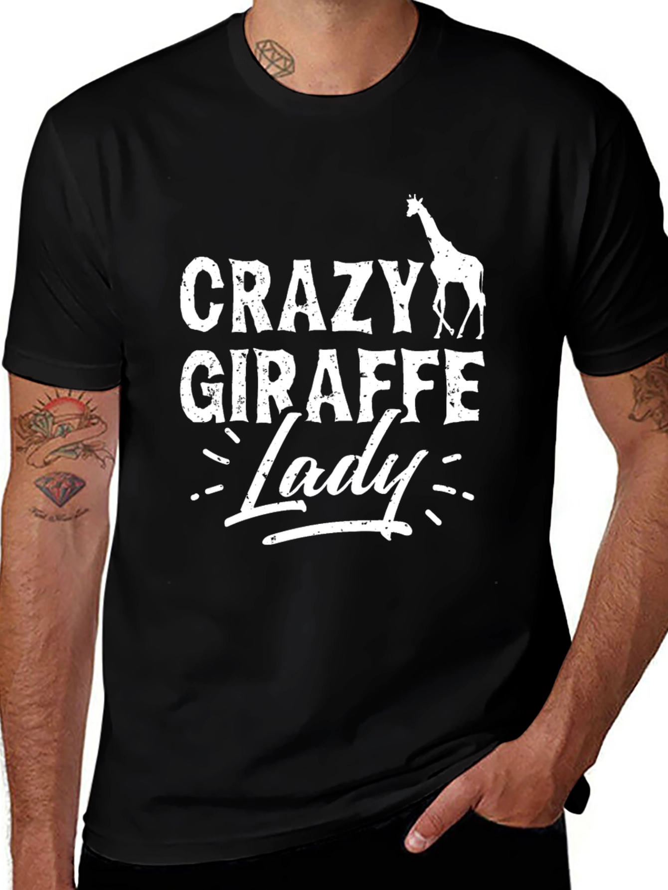 Crazy Giraffe Lady T-Shirt - Novelty Graphic Tee