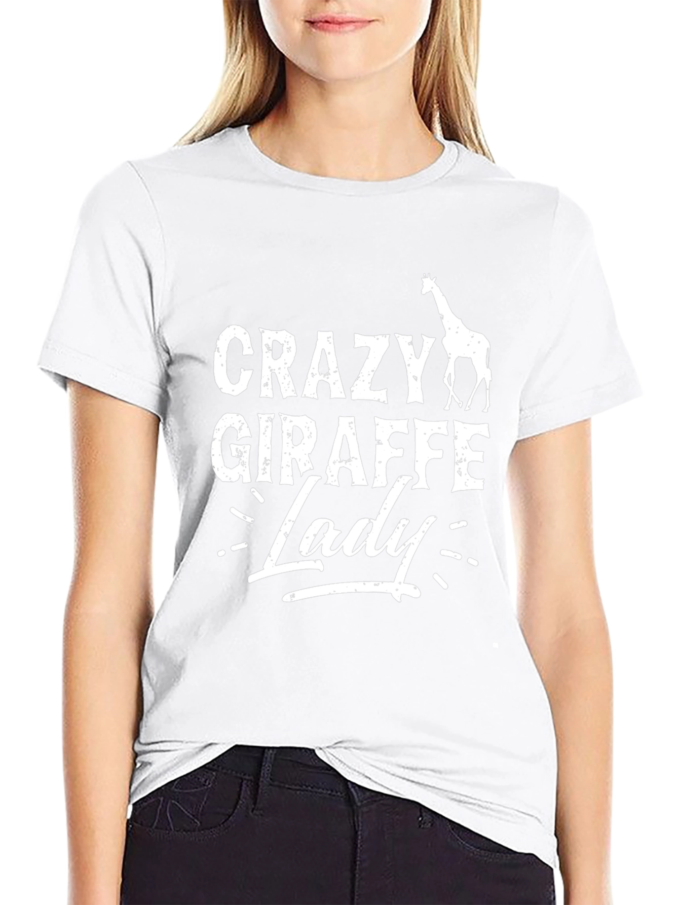 Crazy Giraffe Lady T-Shirt - Novelty Graphic Tee
