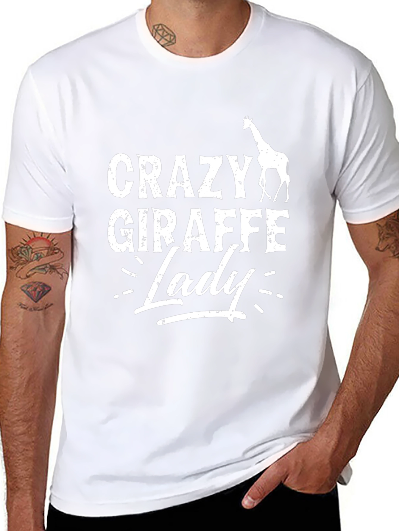 Crazy Giraffe Lady T-Shirt - Novelty Graphic Tee