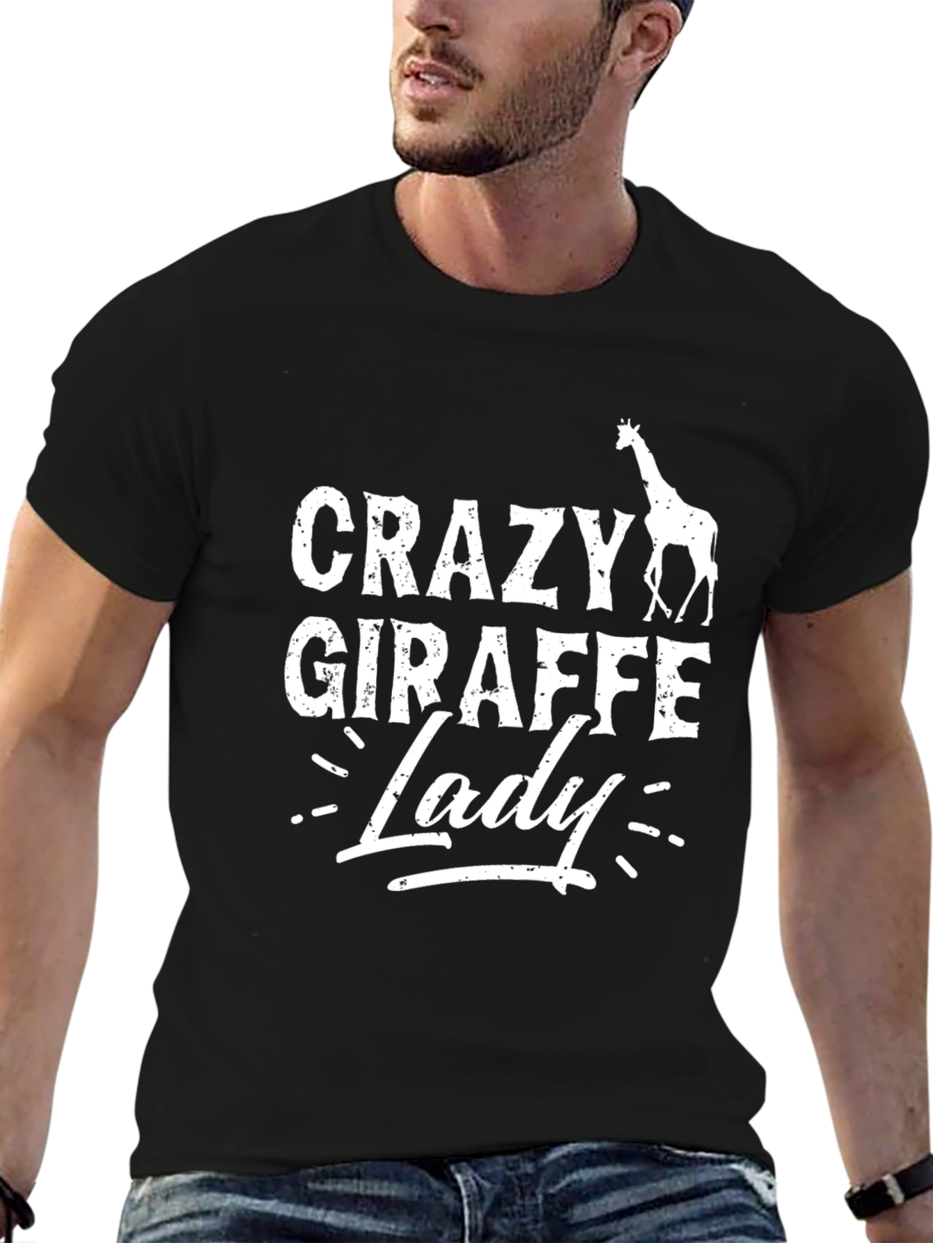 Crazy Giraffe Lady T-Shirt - Novelty Graphic Tee
