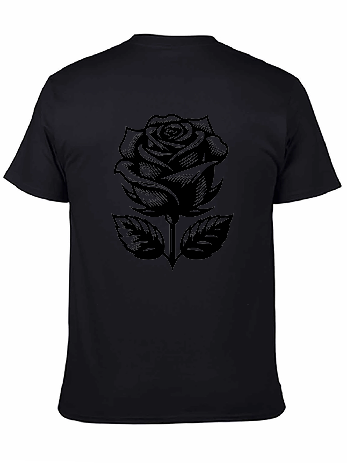 Black Rose Graphic Tee - Modern Floral Design
