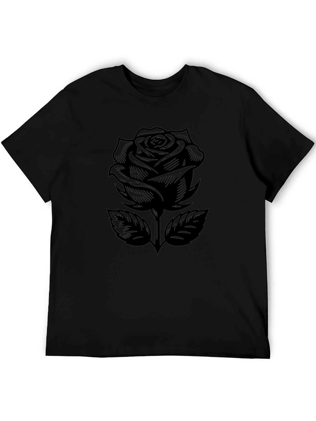 Black Rose Graphic Tee - Modern Floral Design