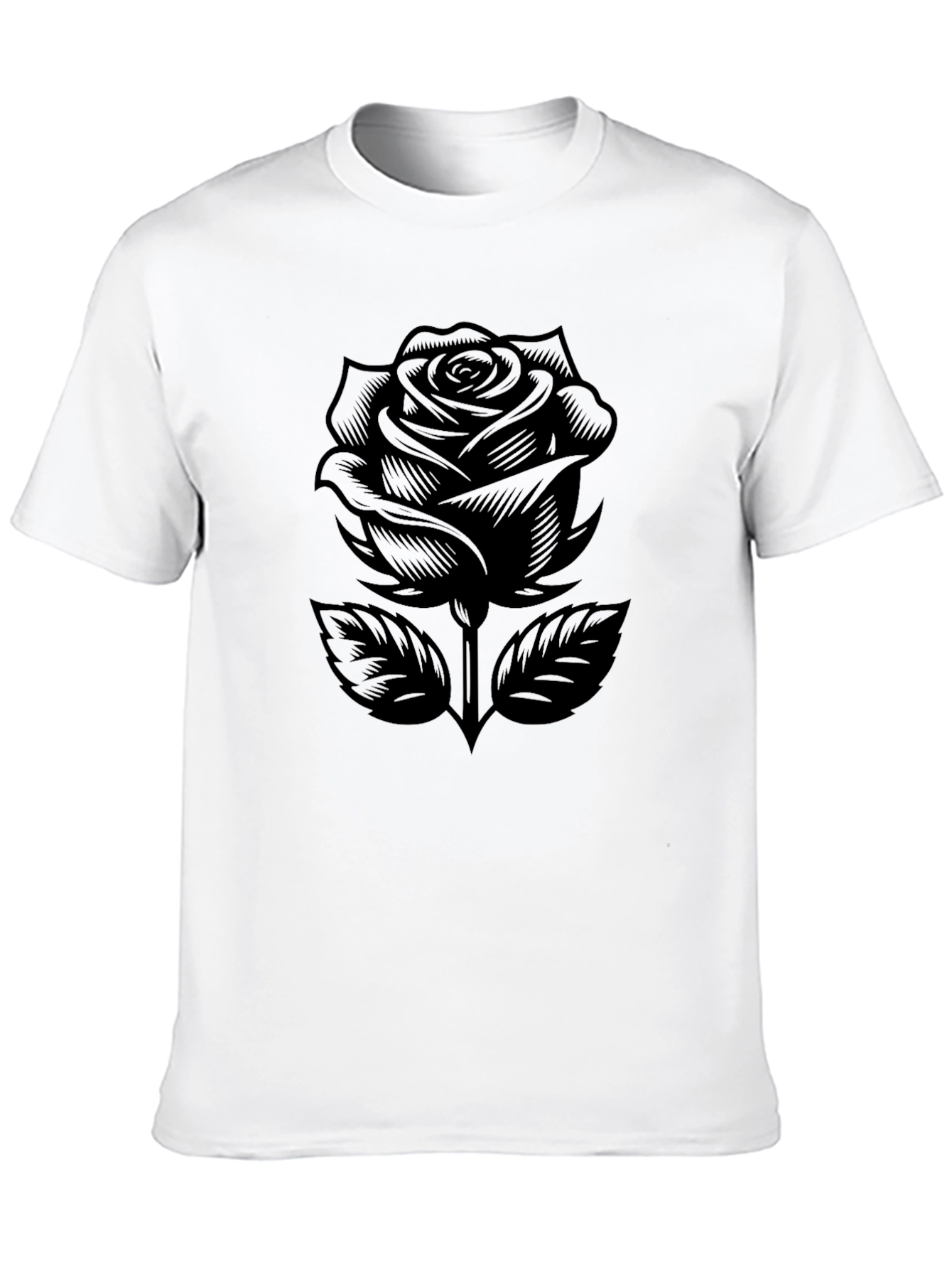 Black Rose Graphic Tee - Modern Floral Design