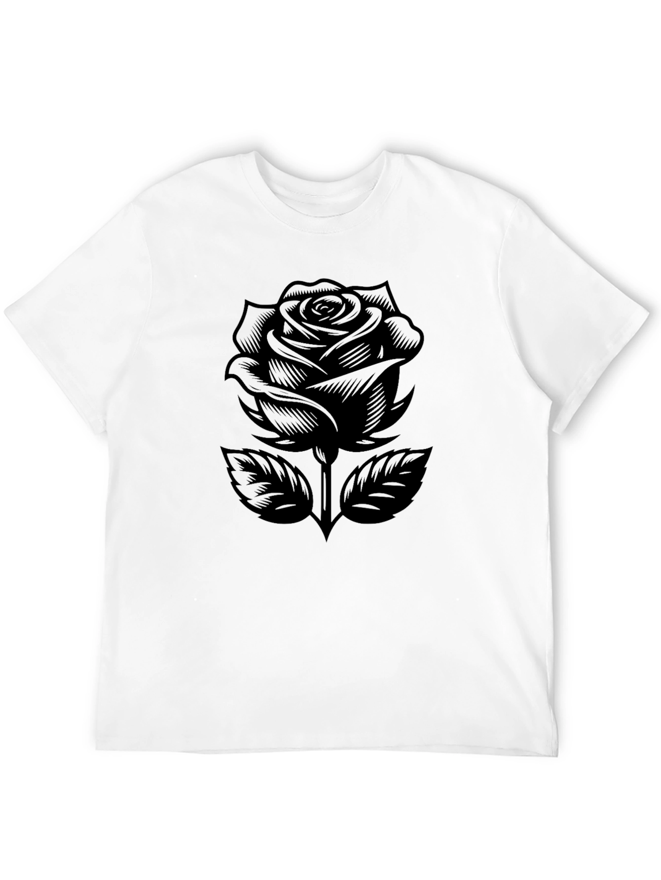 Black Rose Graphic Tee - Modern Floral Design