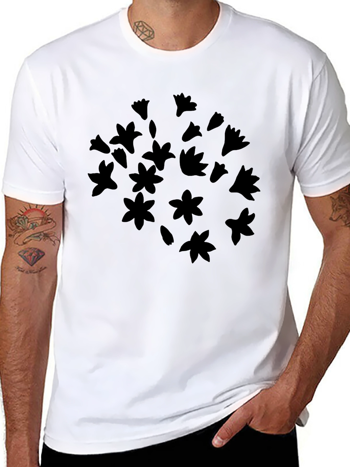 Floral Silhouette Black T-Shirt