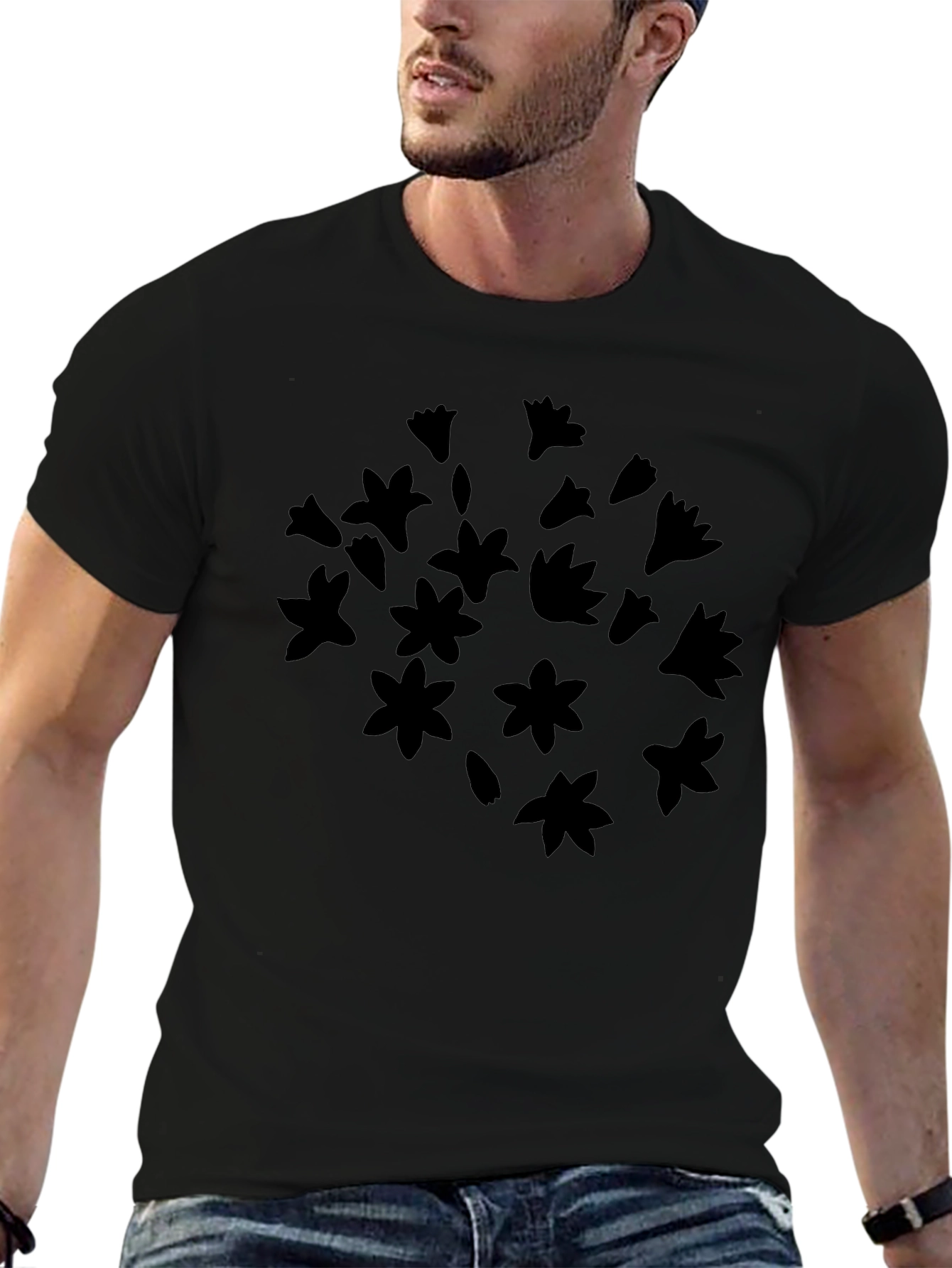 Floral Silhouette Black T-Shirt