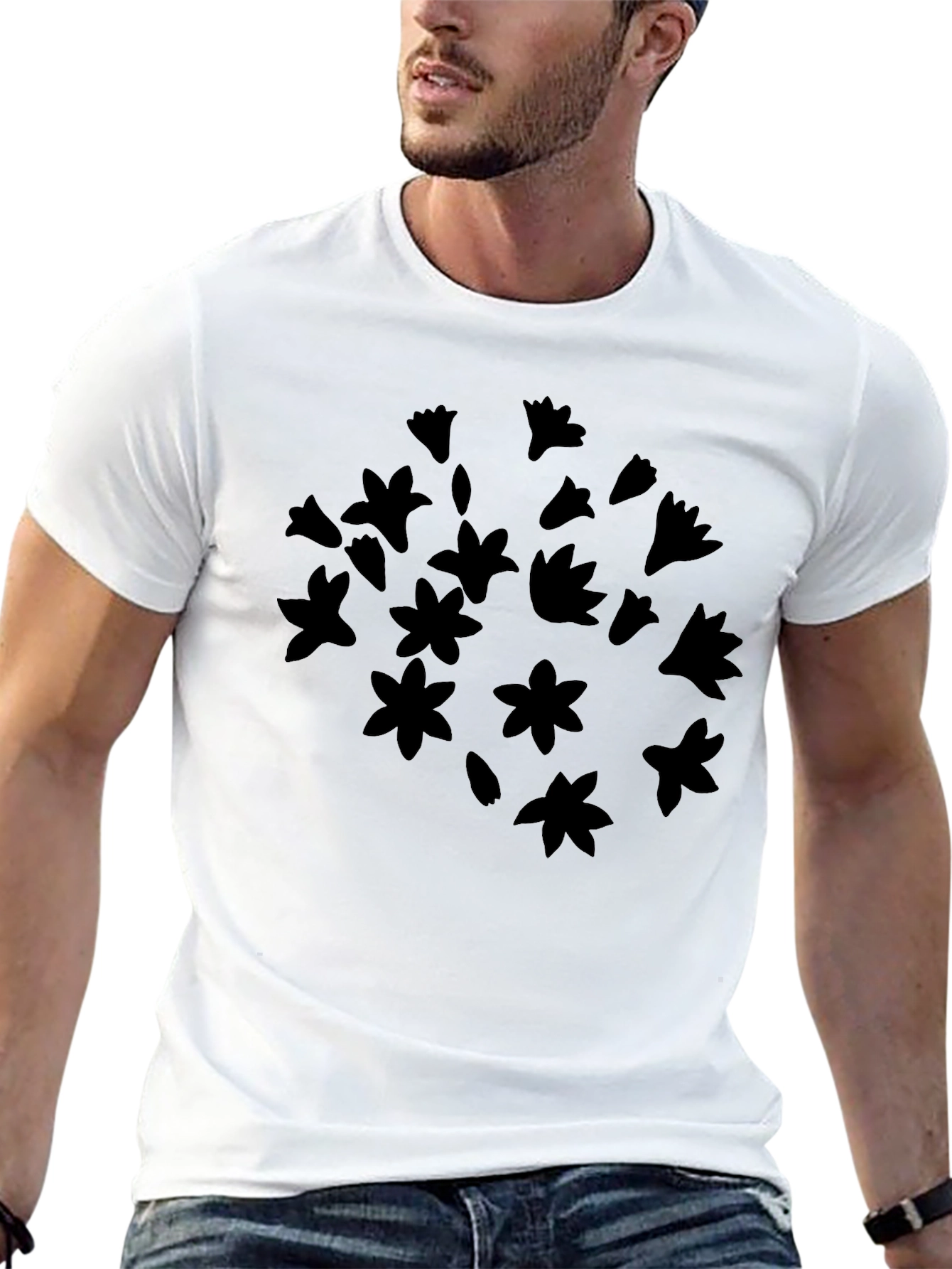 Floral Silhouette Black T-Shirt