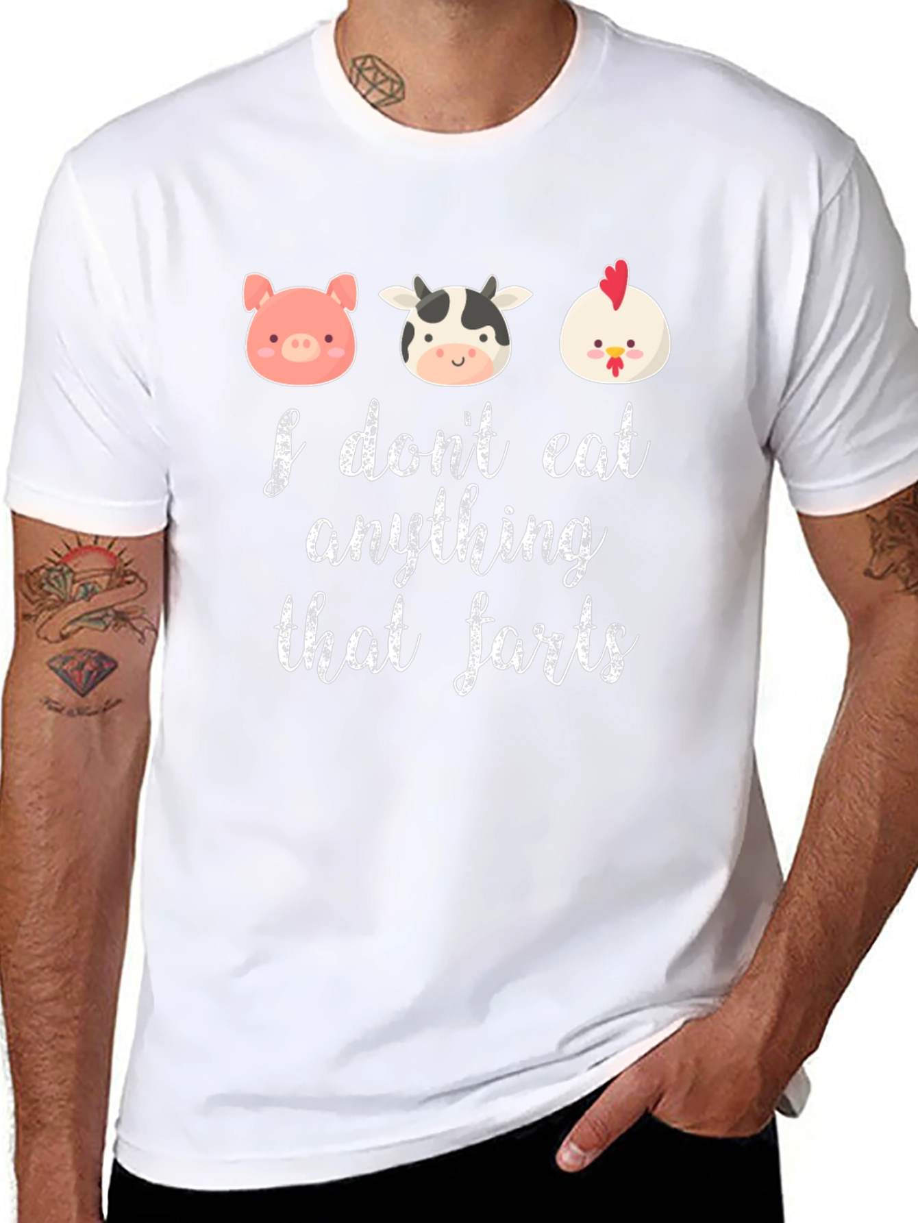 Funny Vegan T-Shirt: I Dont Eat Anything That Farts