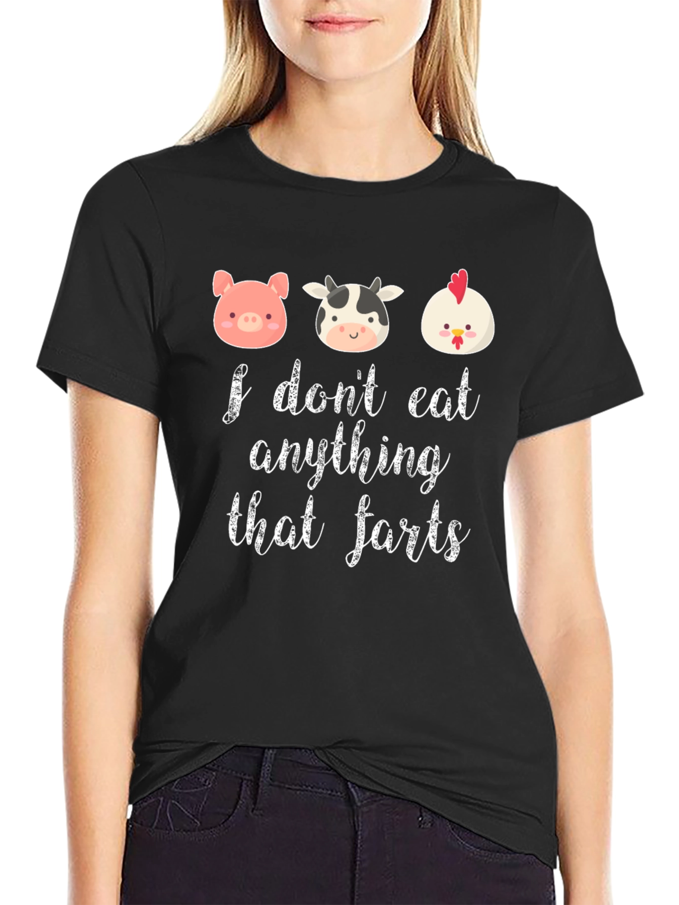 Funny Vegan T-Shirt: I Dont Eat Anything That Farts