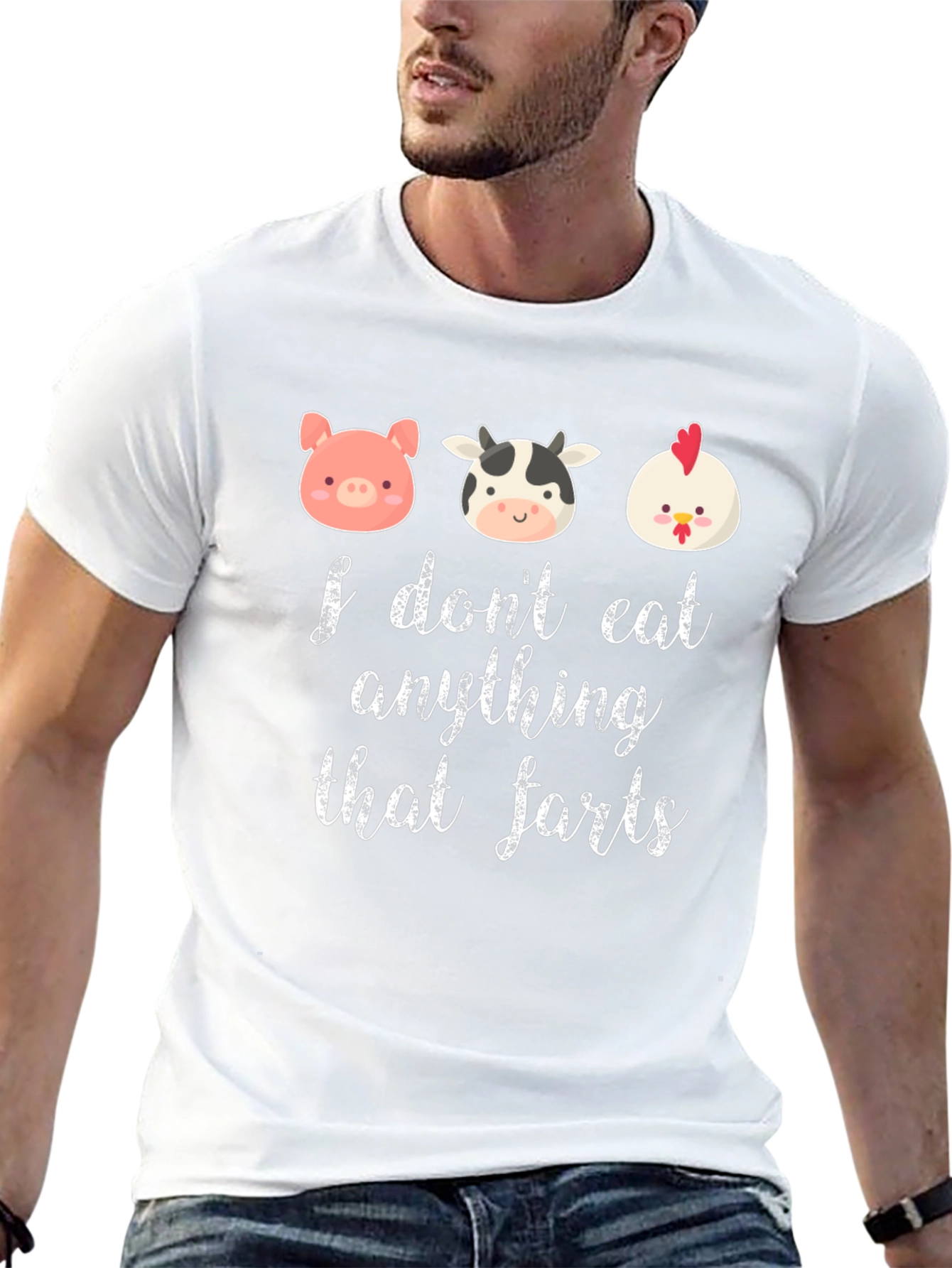 Funny Vegan T-Shirt: I Dont Eat Anything That Farts