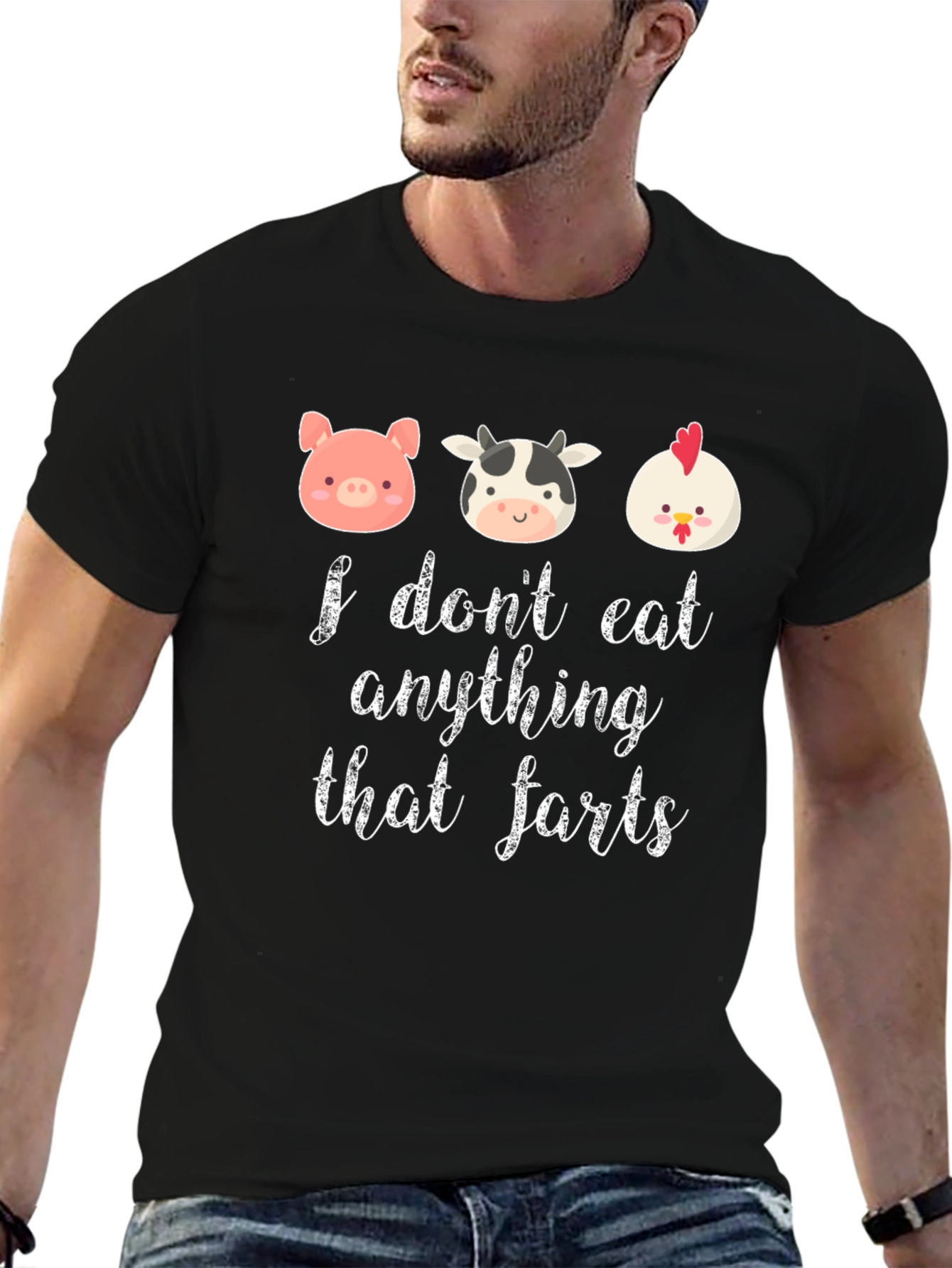 Funny Vegan T-Shirt: I Dont Eat Anything That Farts