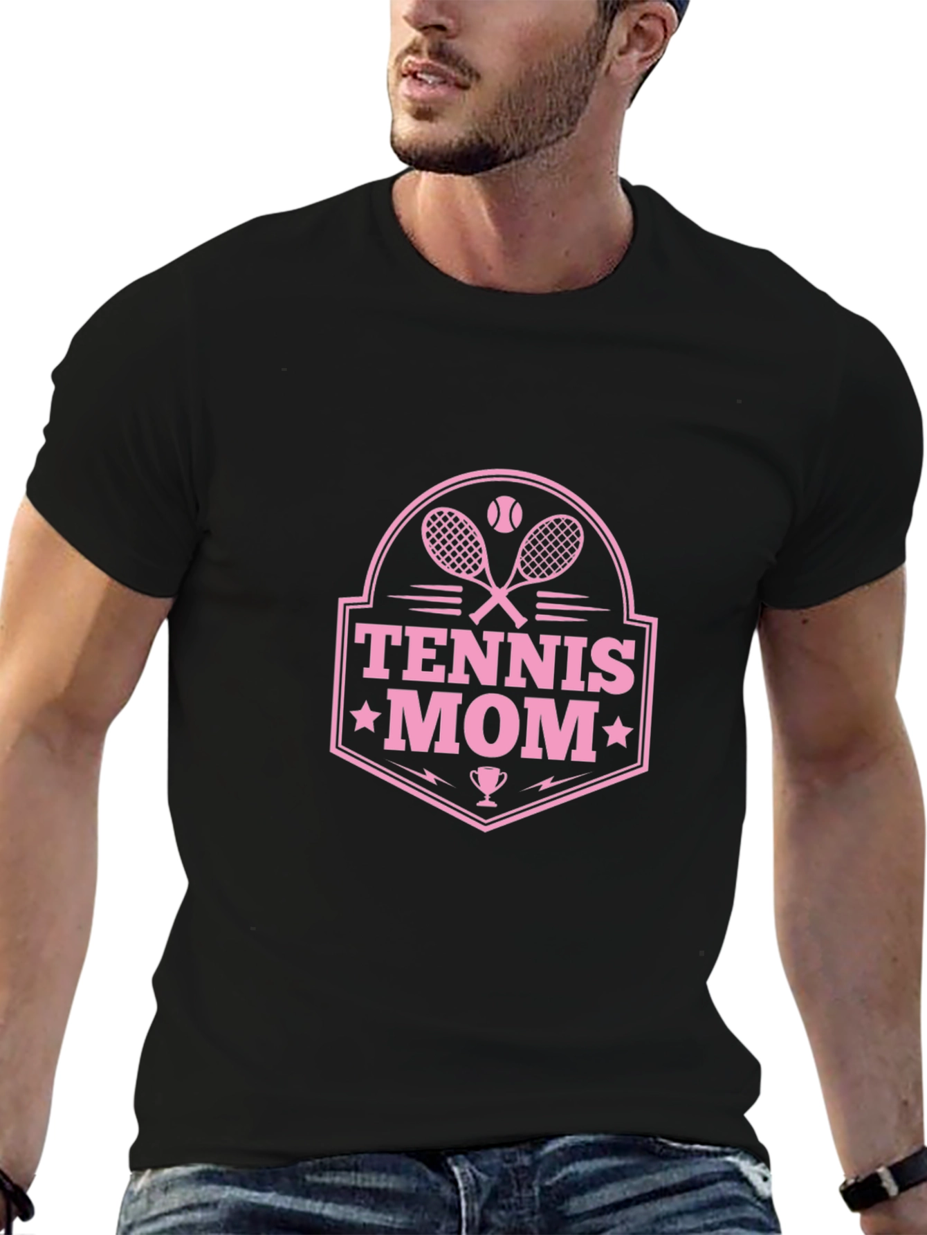 Tennis Mom Graphic Tee - Black Cotton T-Shirt