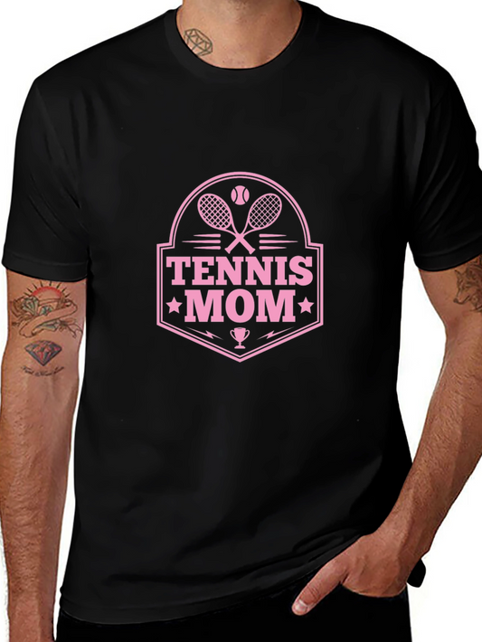 Tennis Mom Graphic Tee - Black Cotton T-Shirt