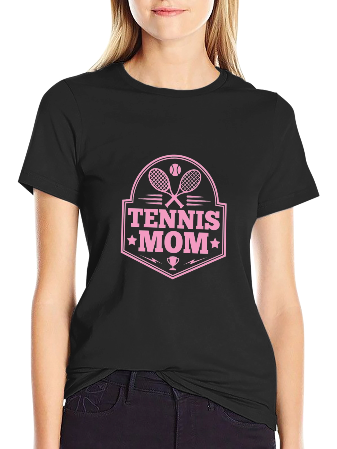Tennis Mom Graphic Tee - Black Cotton T-Shirt