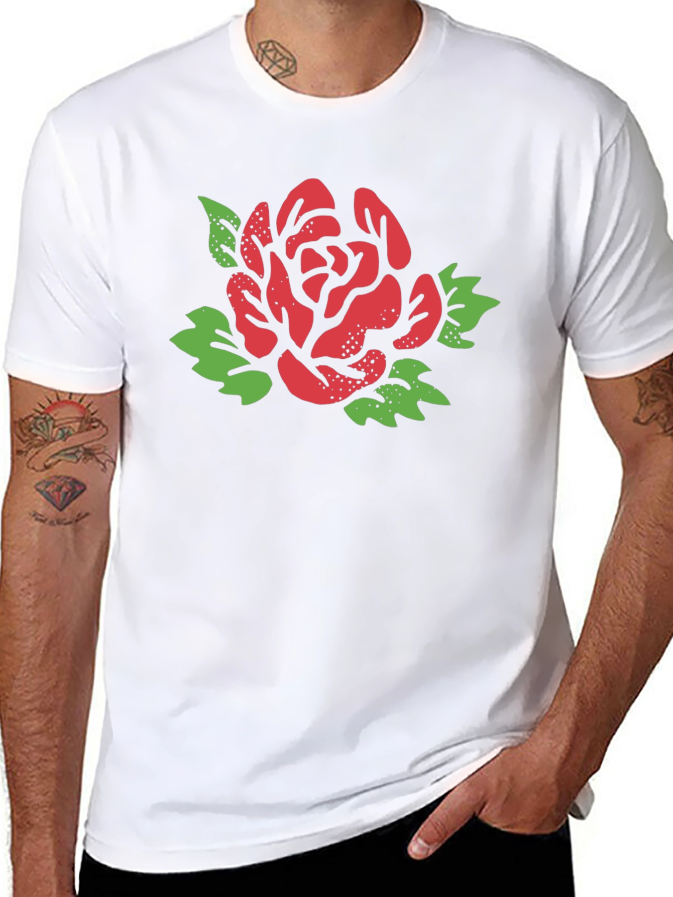 Bold Rose Graphic Tee - Stylish & Unique