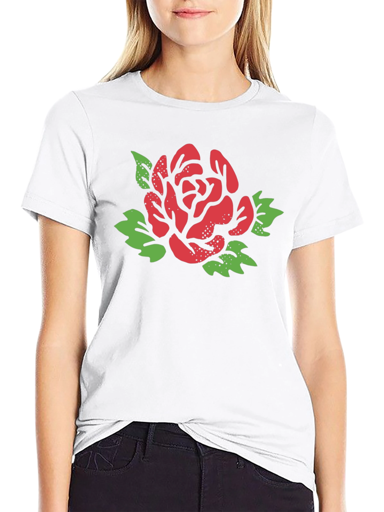 Bold Rose Graphic Tee - Stylish & Unique
