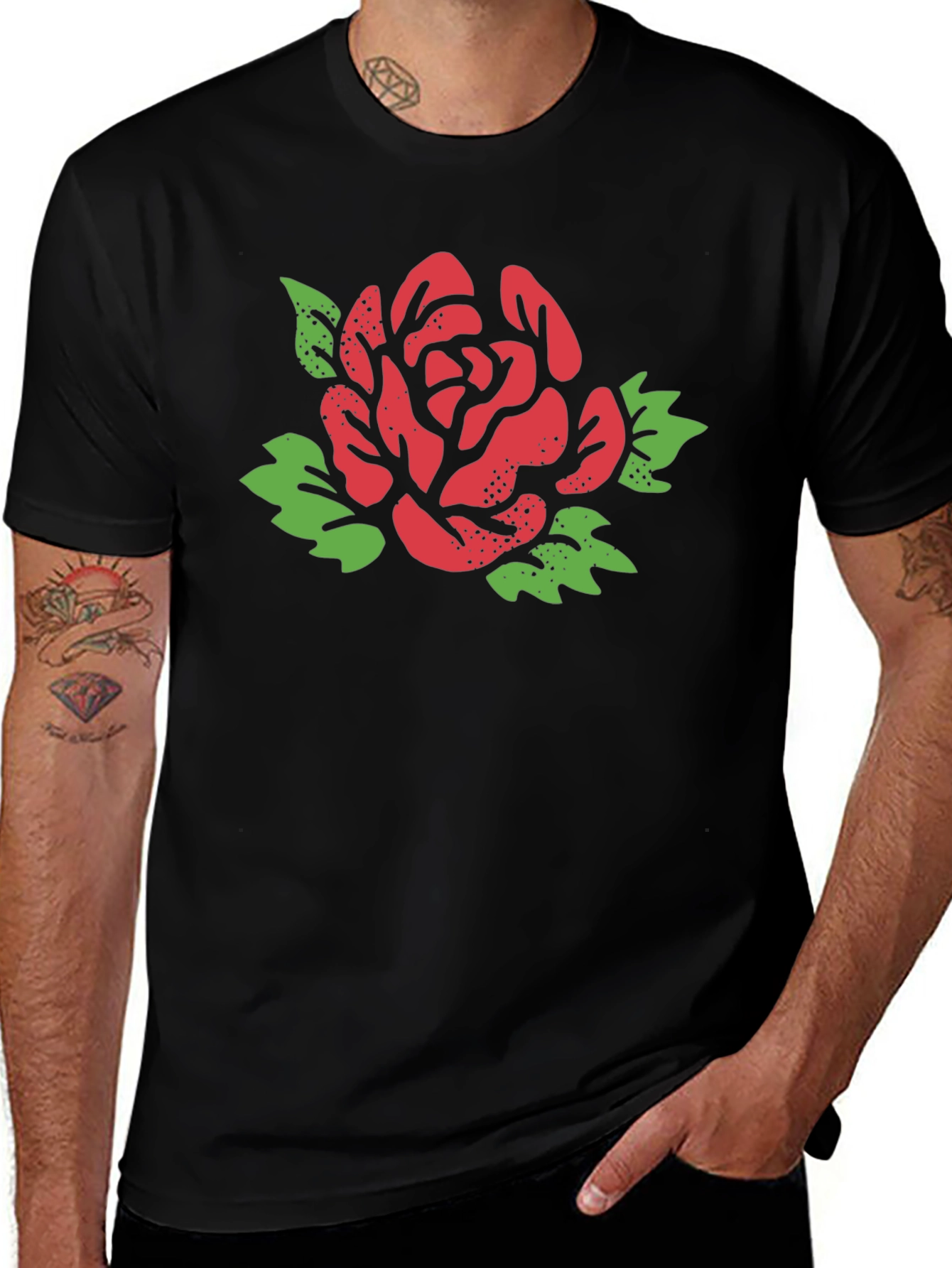 Bold Rose Graphic Tee - Stylish & Unique