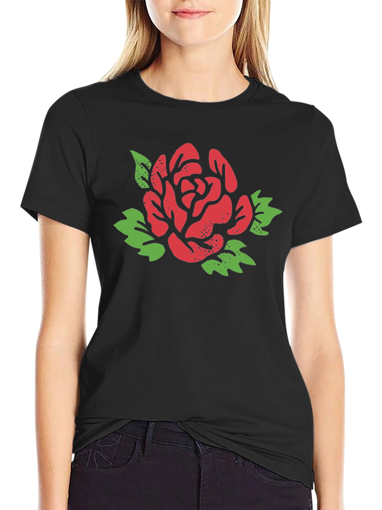 Bold Rose Graphic Tee - Stylish & Unique