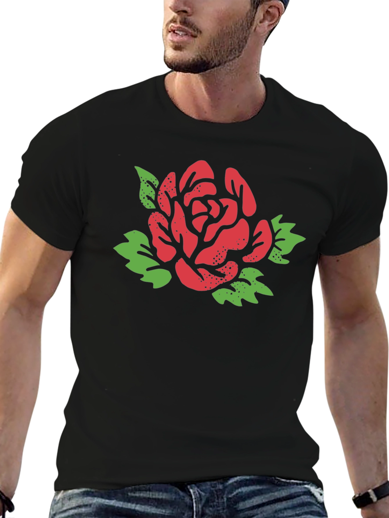 Bold Rose Graphic Tee - Stylish & Unique