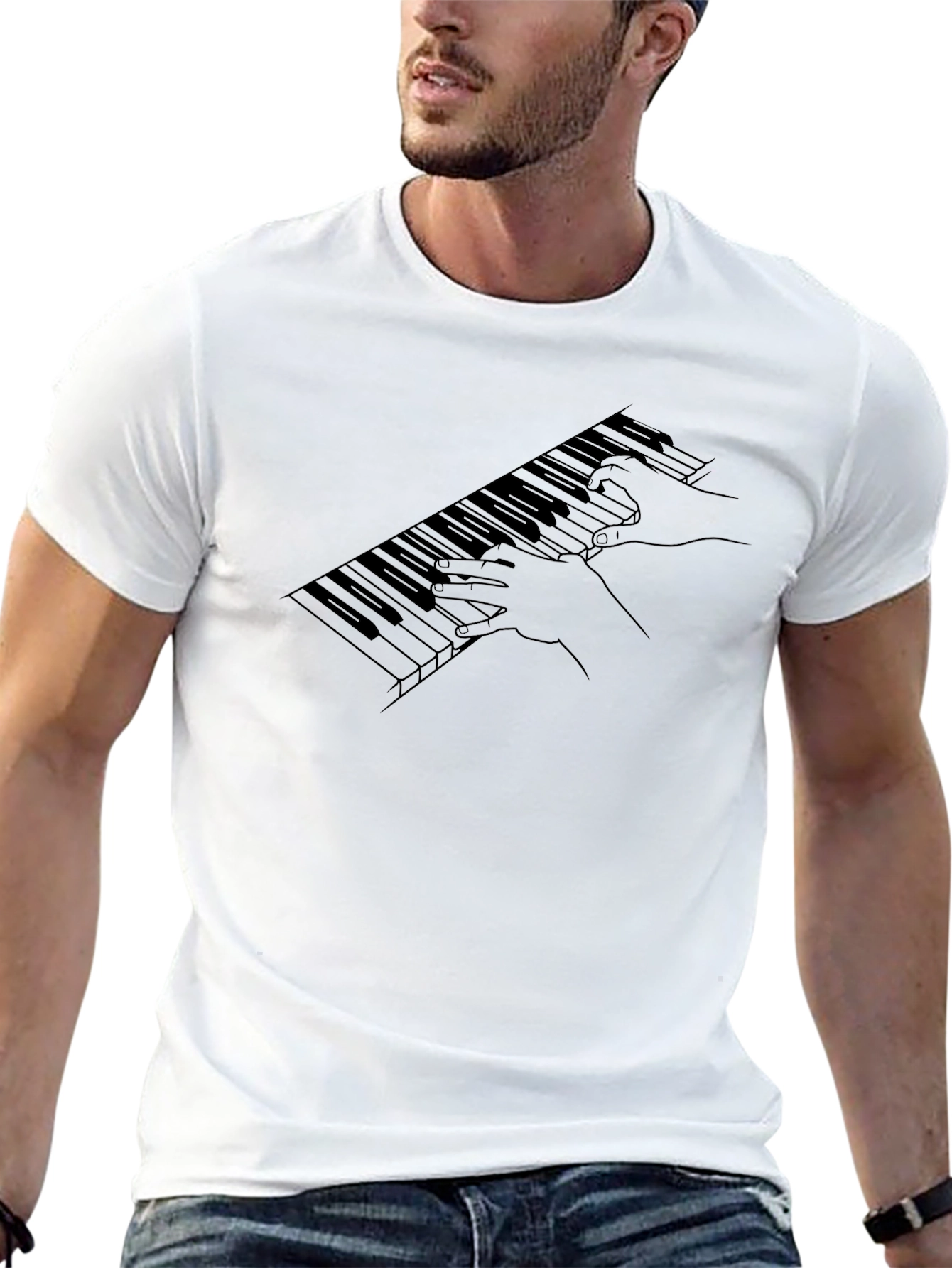 Piano Keys Graphic T-Shirt - Black