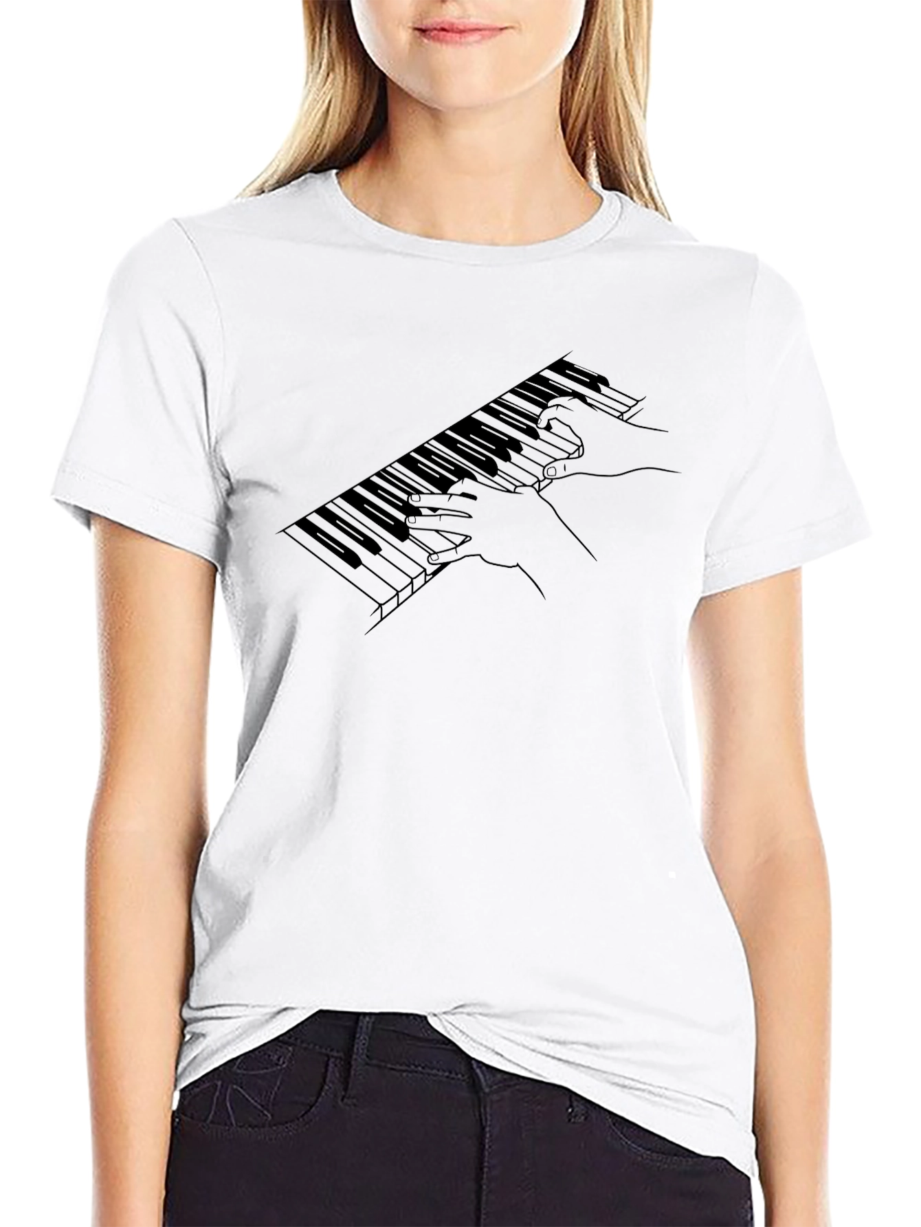 Piano Keys Graphic T-Shirt - Black