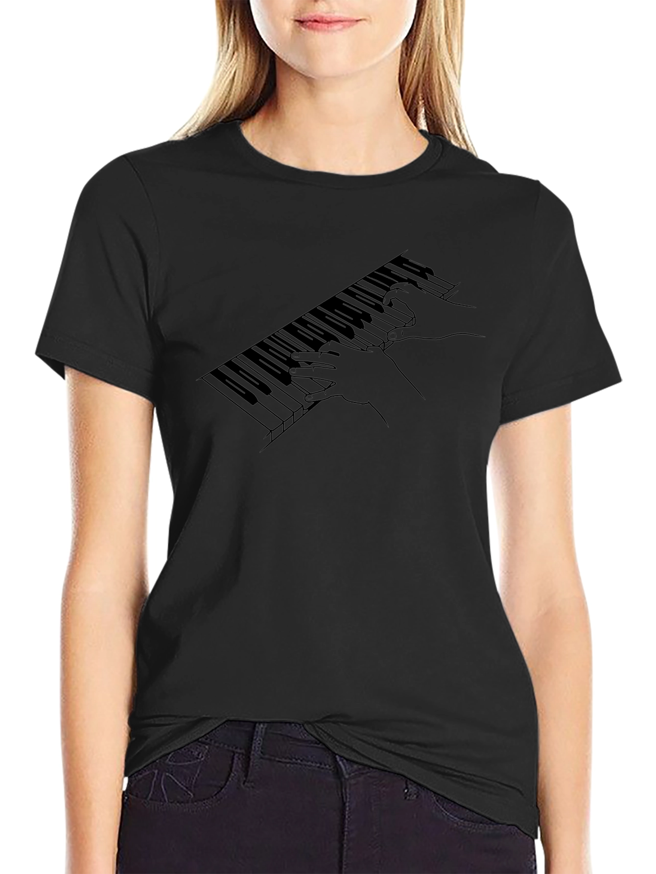 Piano Keys Graphic T-Shirt - Black