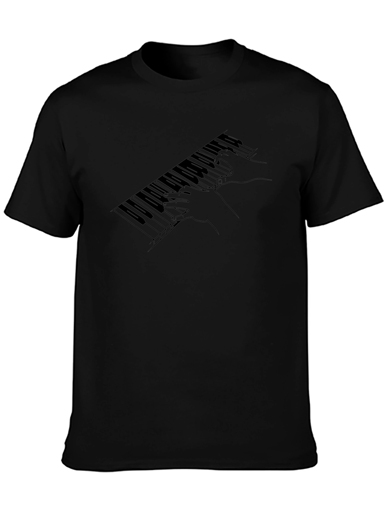 Piano Keys Graphic T-Shirt - Black