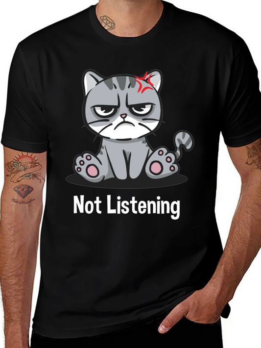 Grumpy Cat Not Listening T-Shirt - Sarcastic & Funny Tee