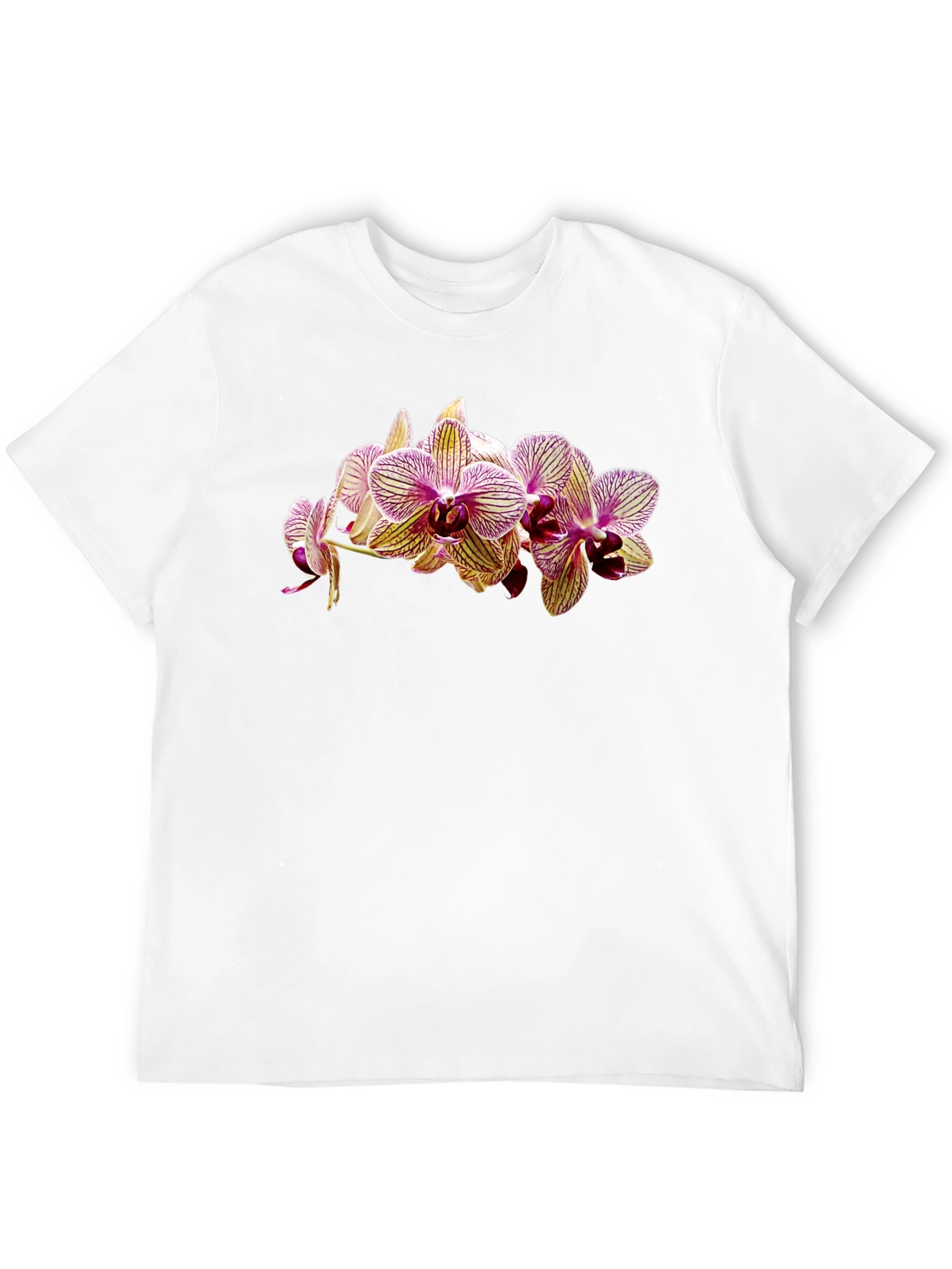 Floral Orchid Print Black T-Shirt
