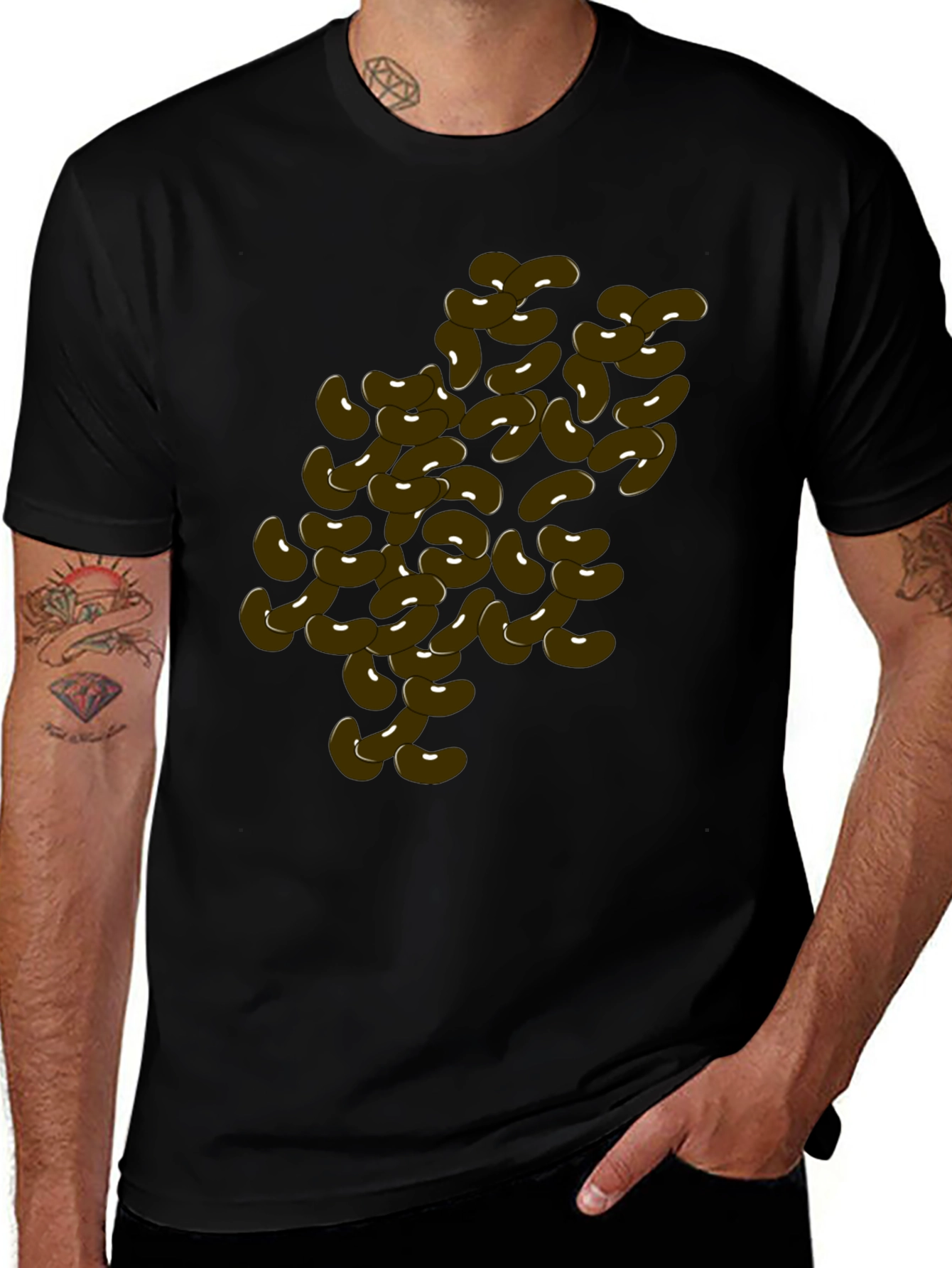 Funny Bean Graphic Black T-Shirt