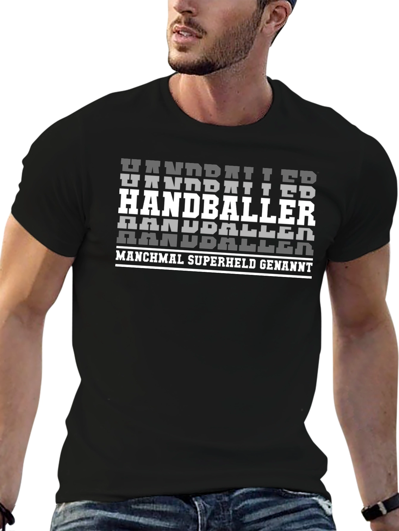 Handballer Superhero T-Shirt - Black Graphic Tee