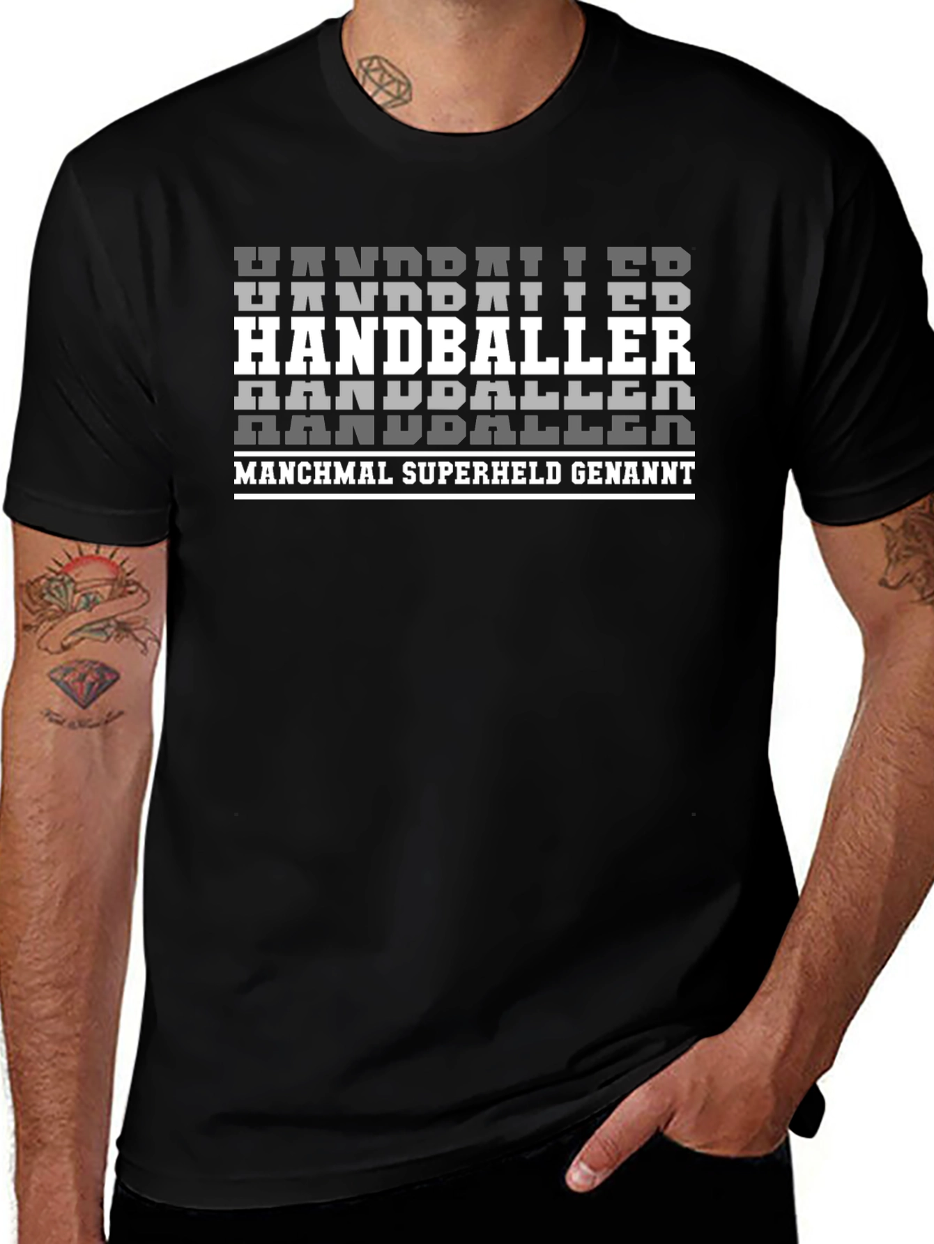 Handballer Superhero T-Shirt - Black Graphic Tee