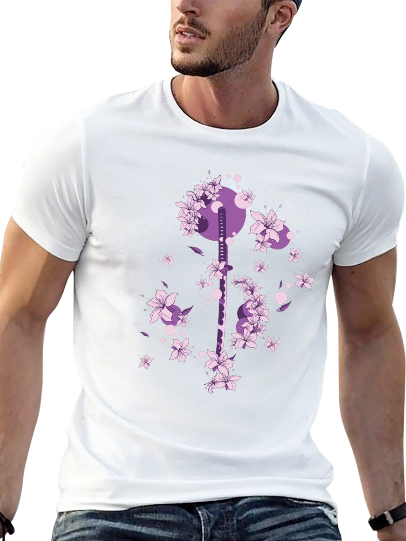 Katana & Cherry Blossom Graphic Tee