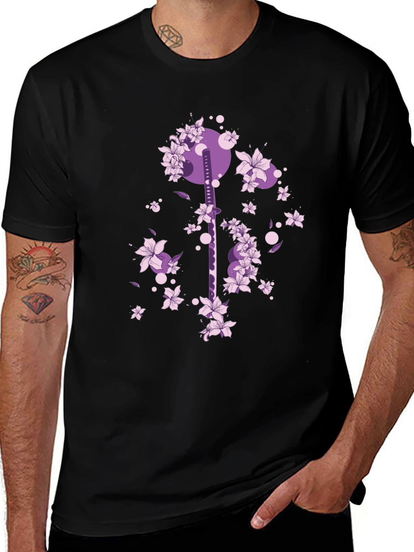 Katana & Cherry Blossom Graphic Tee