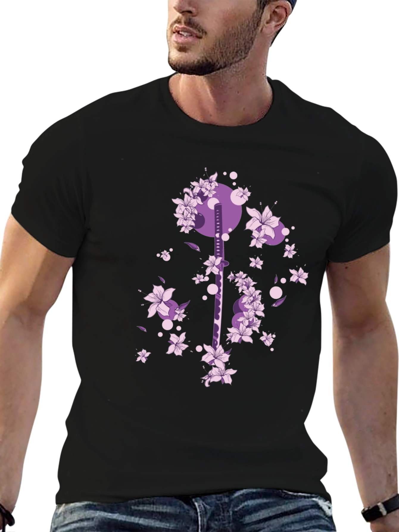 Katana & Cherry Blossom Graphic Tee