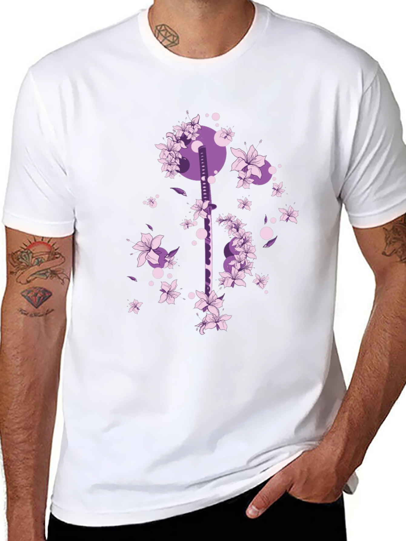 Katana & Cherry Blossom Graphic Tee