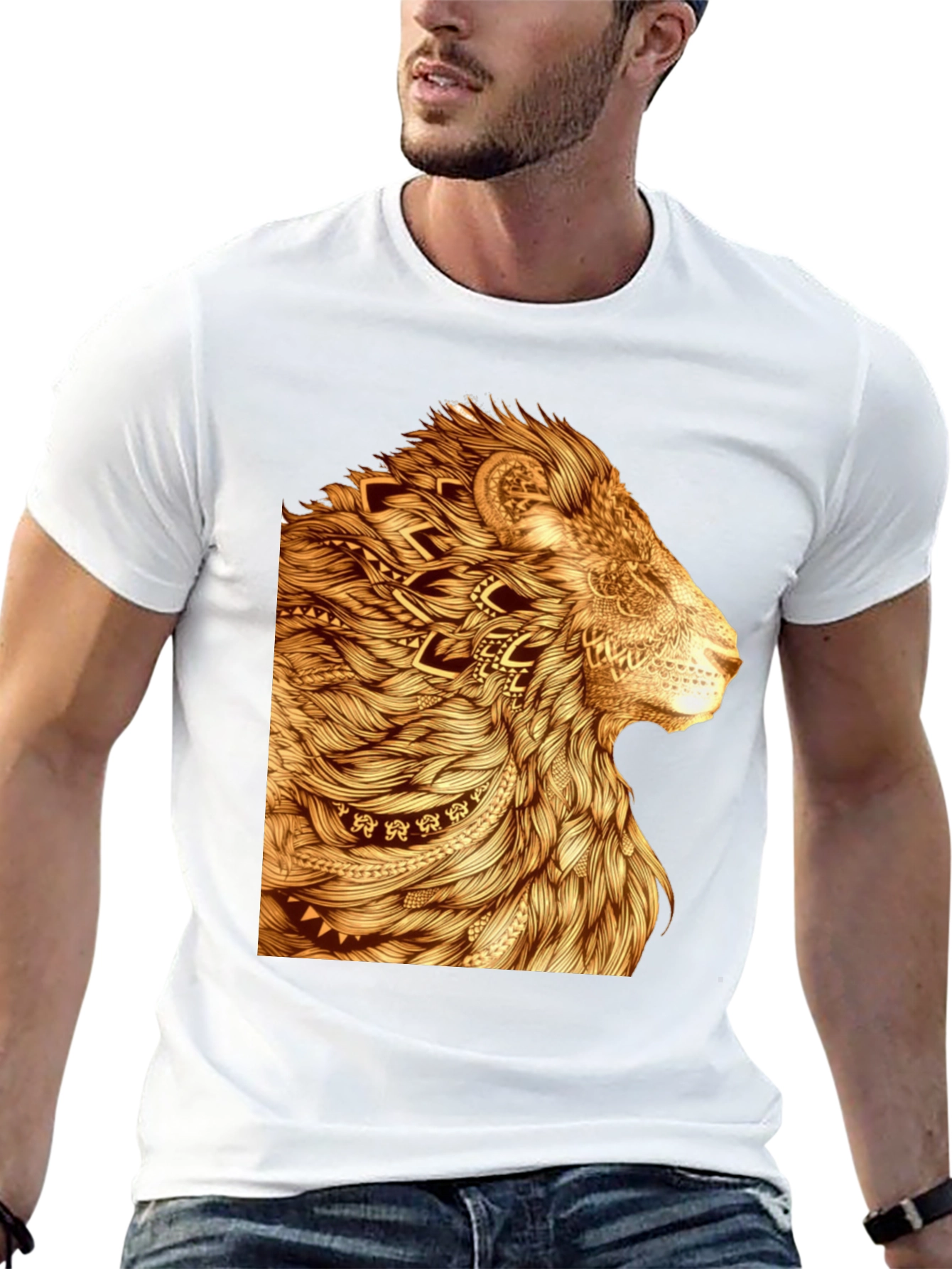 Lion Art Graphic T-Shirt - Stylish Animal Print Tee
