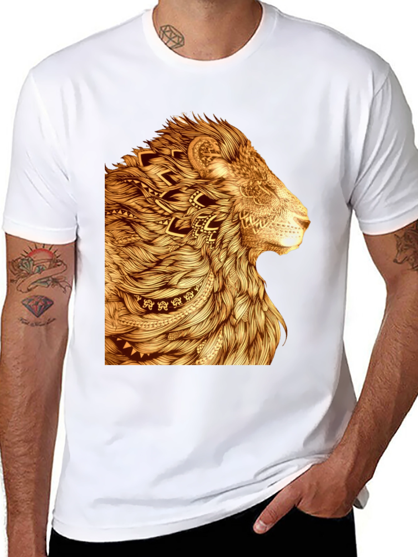Lion Art Graphic T-Shirt - Stylish Animal Print Tee