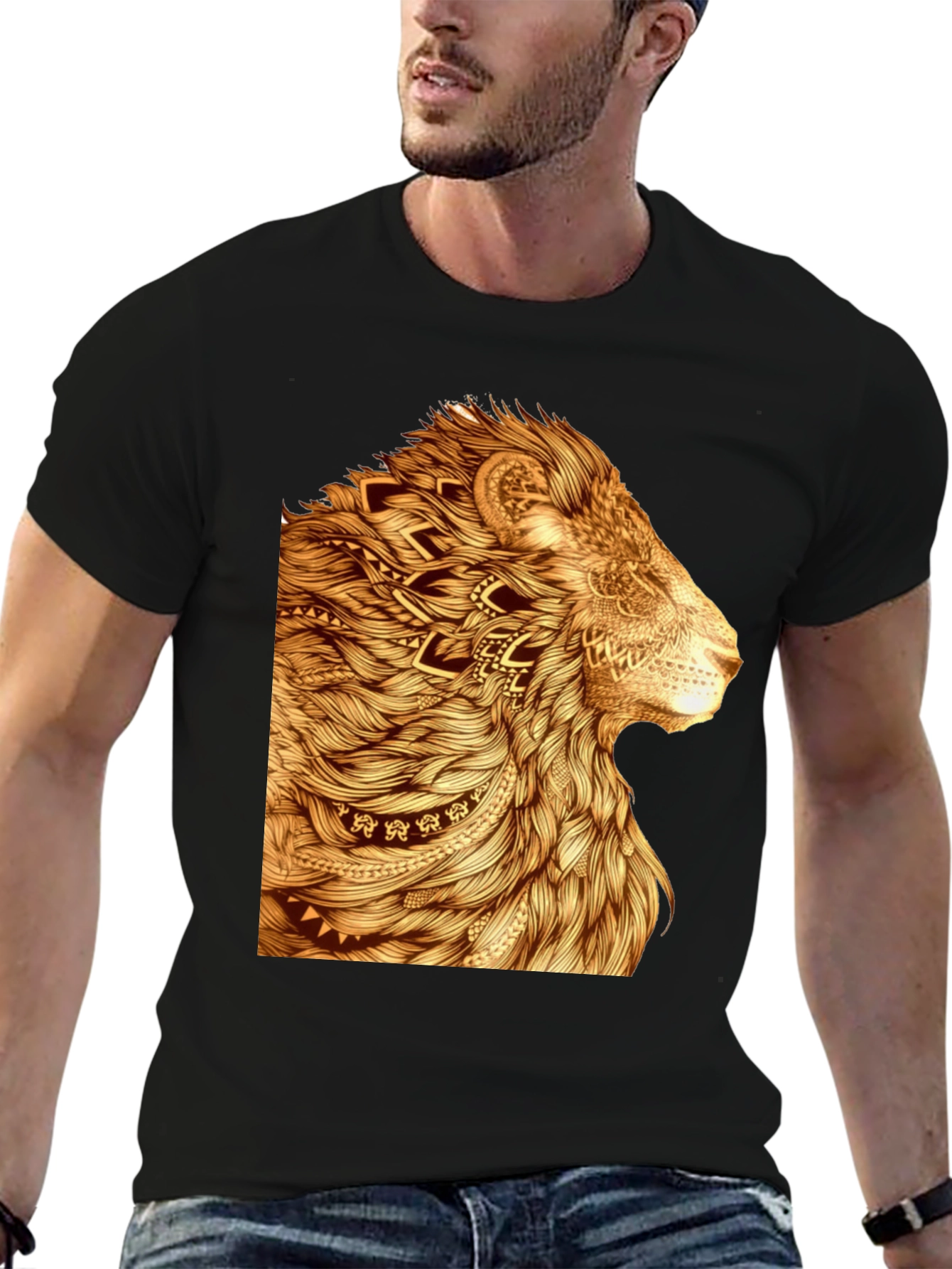 Lion Art Graphic T-Shirt - Stylish Animal Print Tee