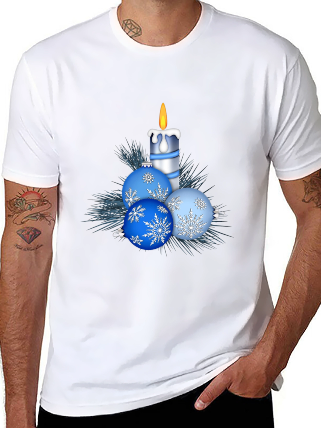 Festive Holiday Candle & Ornament T-Shirt
