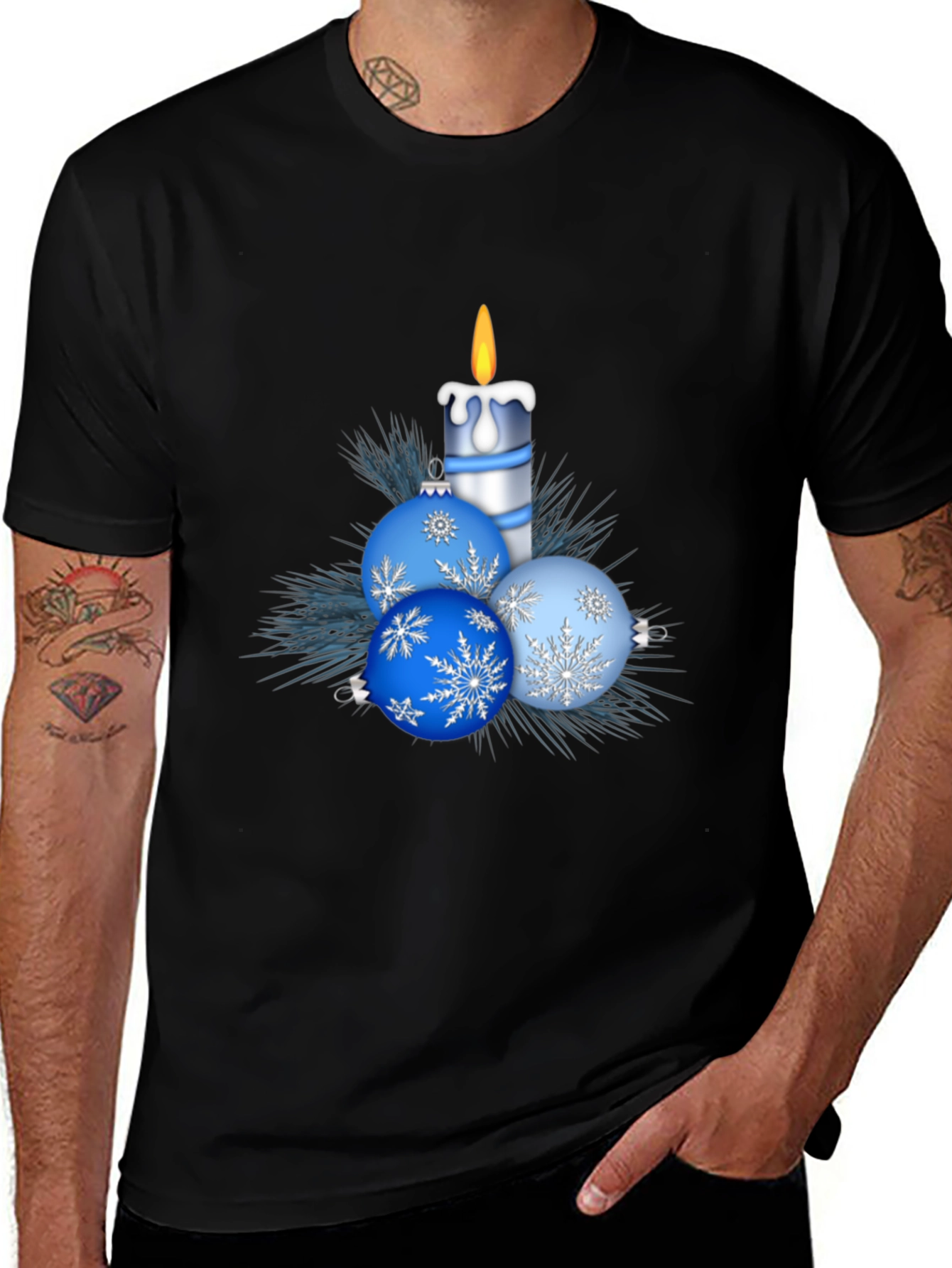 Festive Holiday Candle & Ornament T-Shirt