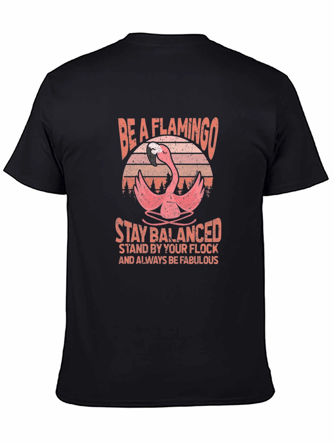 Be a Flamingo Black Graphic Tee