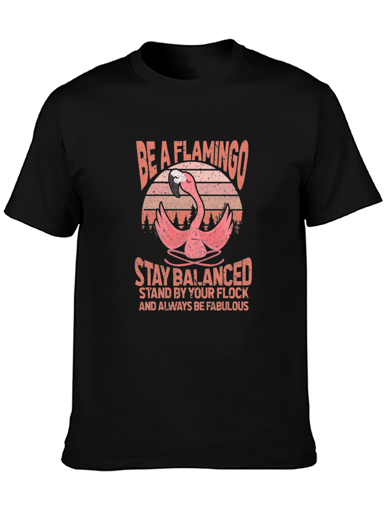 Be a Flamingo Black Graphic Tee