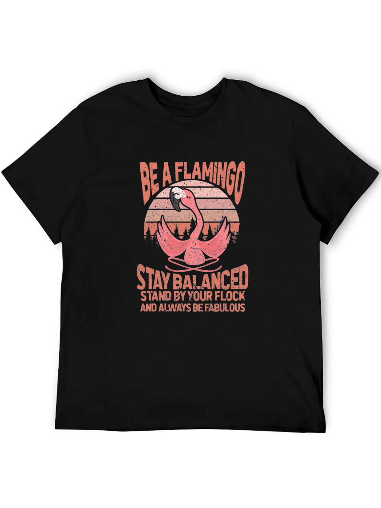 Be a Flamingo Black Graphic Tee