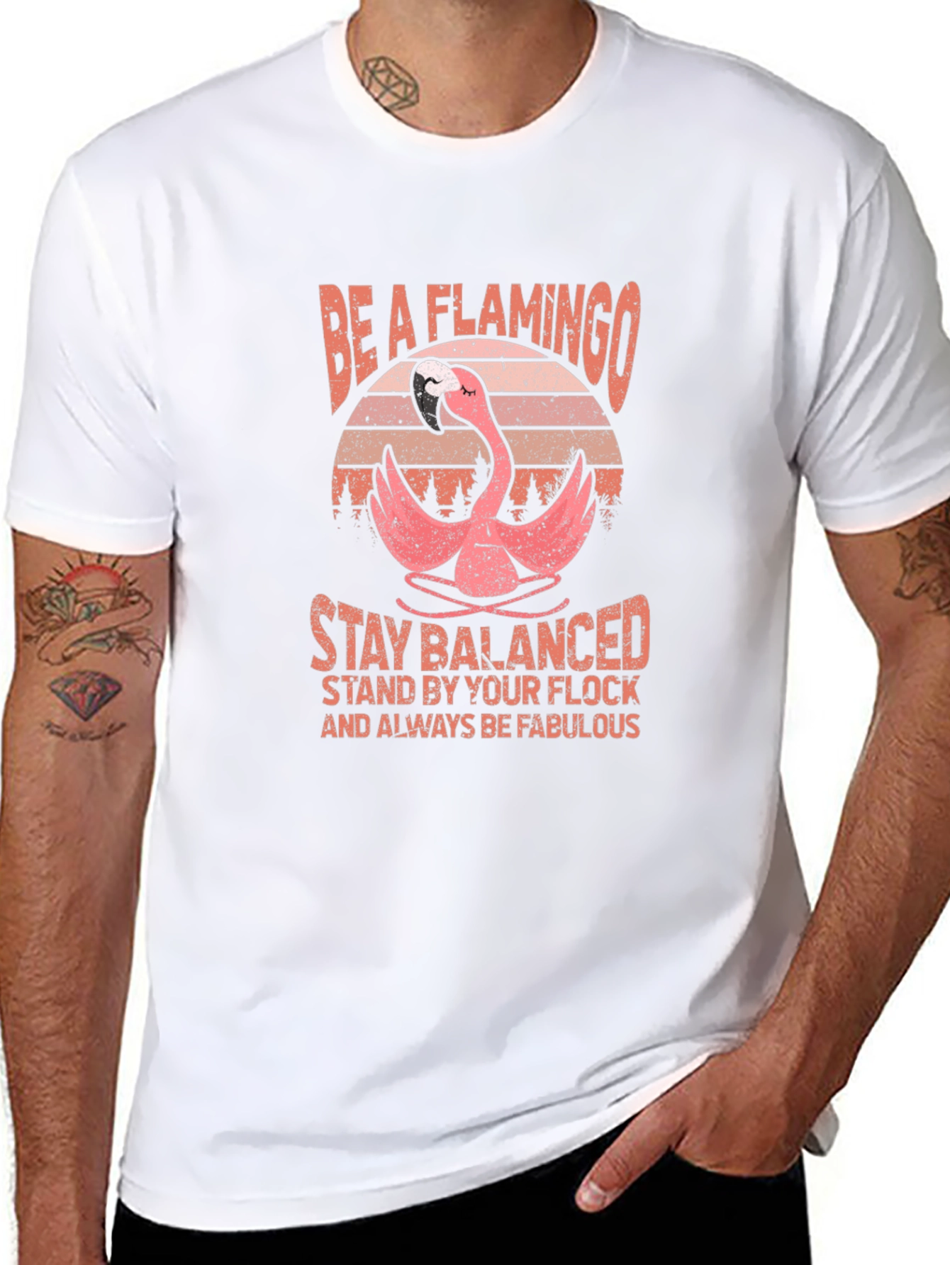 Be a Flamingo Black Graphic Tee
