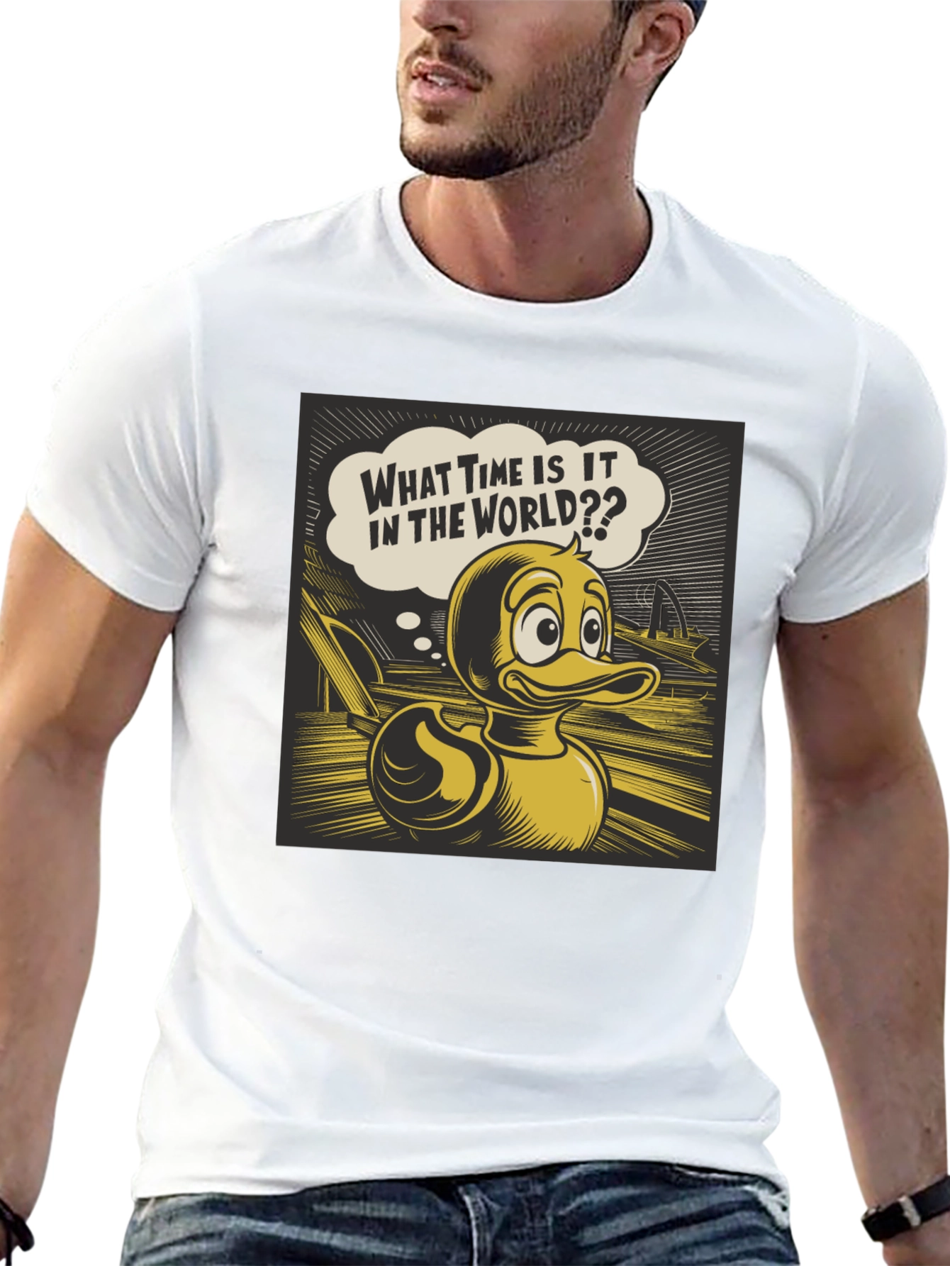 Duck Cartoon Black T-Shirt