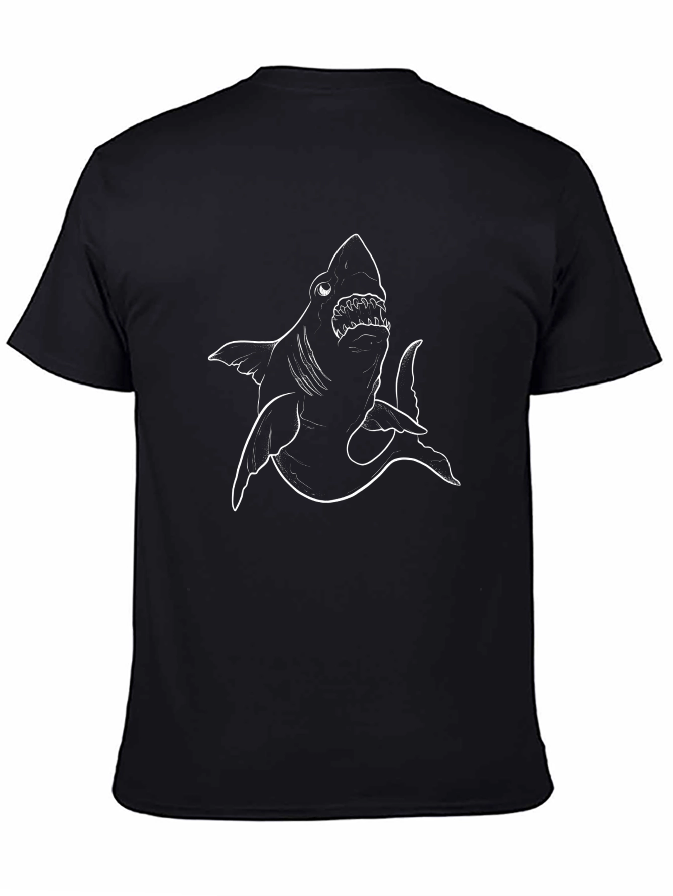 Shark Graphic Print Black T-Shirt